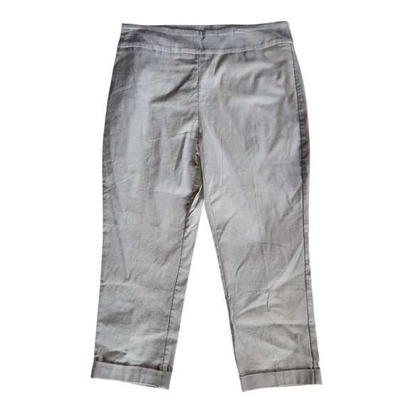 Tribal Flatten It Silver Cropped Cuffed Pants Size 16 NWT Stretch Comfort Fit - Picture 1 of 6